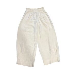 Carolina Herrera 100% Silk High Waist Pleated Wide-Leg Trousers Ivory